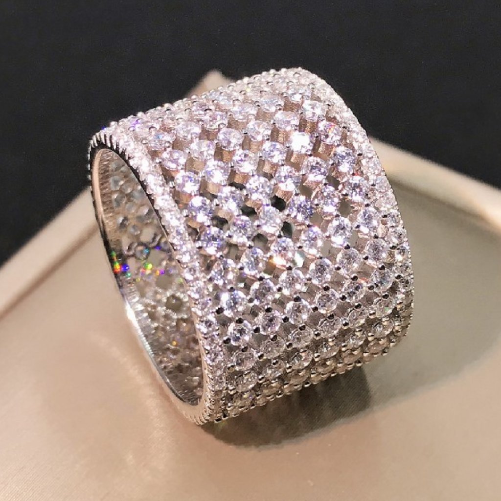 925 Silver 3a Cz Multilayer Diamonds Ring For Women Fb16fa1014